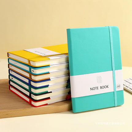 Portable Small Notebook A6A5 Wholesale Multi-Color Elastic Straps Skin-Feel Leather Notebook Imitation Leather Cross-Border Supply Ready Stock