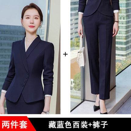 apricot Suit suit Female 2024 Spring and Autumn Hotel Beauty Salon Jewelry Store Front Desk Reception Professional Temperament Work Clothes