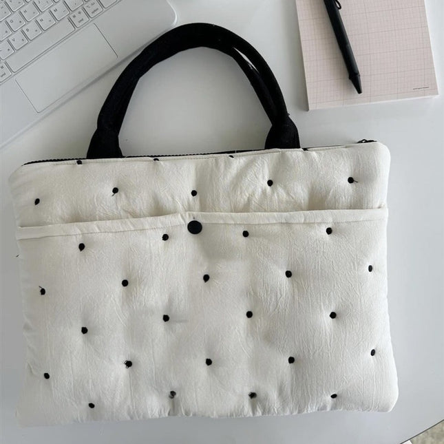 Polka Dot Quilted Bunny iPad Storage Bag Laptop Bag 11inch 13inch Inner Liner Protective Sleeve Portable Cute and Fun