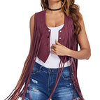 Long tassel short vest rose red / S
