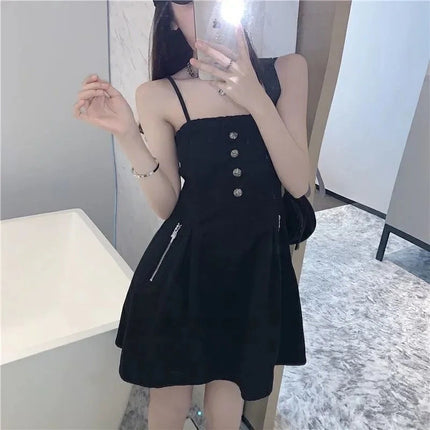 2025 summer new gentle wind can be salt can be sweet off-shoulder small waist slim long sling dress