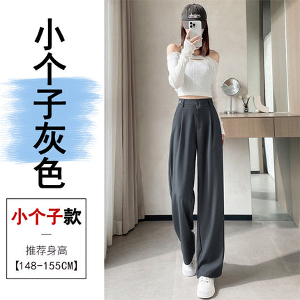 Grey high-end suit pants women's spring and autumn drape pants 2024 new small straight pants narrow wide leg pants