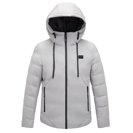 New dual-control 11-zone smart heating cotton-padded jacket hooded warm Men's cotton-padded jacket outdoor carbon fiber heating jacket