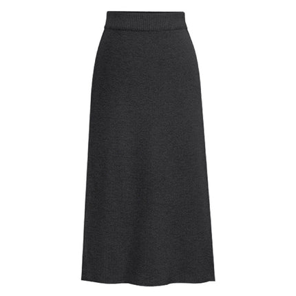 Cross-border Amazon European and American size skirt autumn and winter high waist back slit solid color woolen A- line skirt one-step skirt