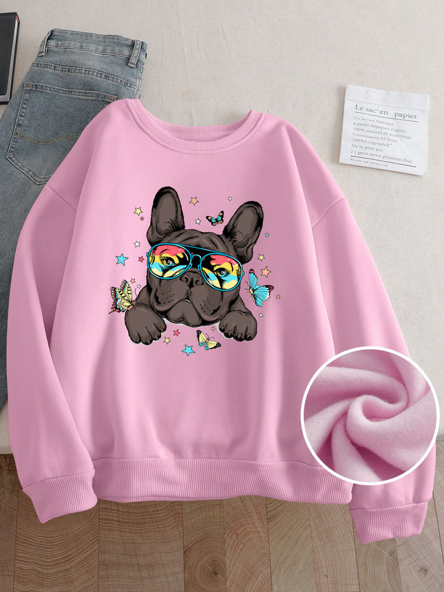 Wish Cross-Border Aliexpress Hot Selling Women's Clothing Amazon American Street Casual Dog Print Sweatshirt Bottoming Shirt