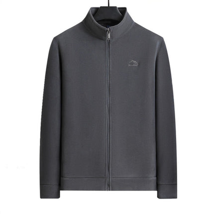 Middle-Aged Men's Velvet Thickened Jacket Autumn and Winter Casual Dad Wear Fleece Warm Fashion Zipper Shirt