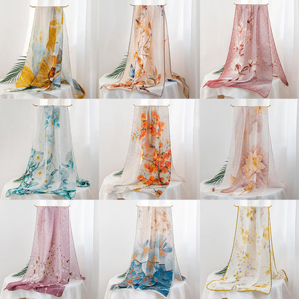 Silk Scarf, Long and Elegant, New Autumn Style, Mulberry Silk Printed, Fashionable Women's Scarf, Versatile