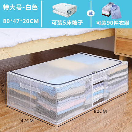 Pvc Bed Storage Box with Thick Steel Frame and Thickeneded Fabric Transparent Storage Box Large Capacity Covered Moisture-Proof Storage Box