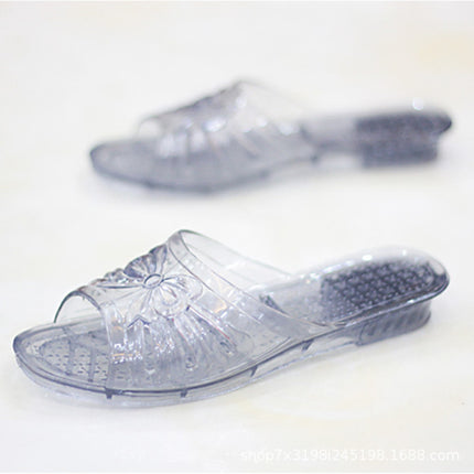 Crystal Slippers Women's Summer Home Use Indoor Bathing Non-Slip Deodorant Flat Transparent Jelly Plastic Slippers