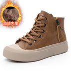 Brown velvet high tops / 38