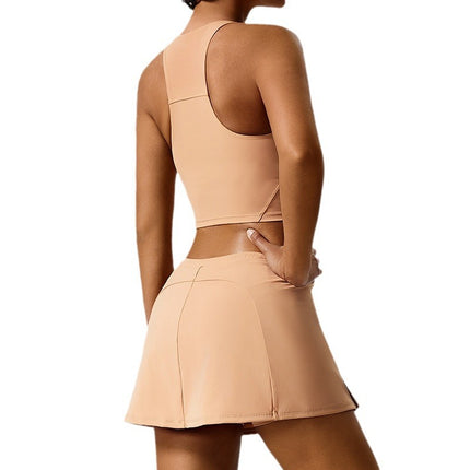 Cross-border Eco-friendly Renewable Fabric Tight Sports Skirt with Chest Pad Outdoor Golf Fitness Tennis suit Women