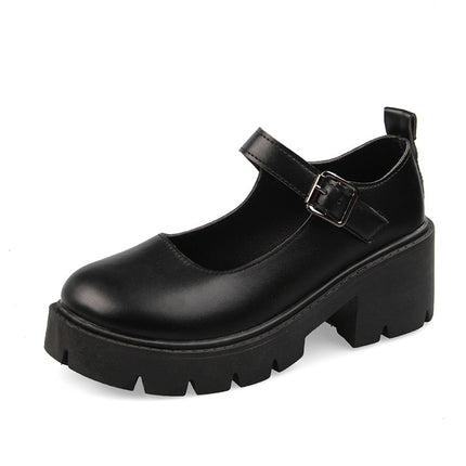 White Mary Jane Small Leather Shoes for Women 2023 Spring Thin Cosplay Thick Sole Thick Heel High Heel Japanese Style Jk Flats
