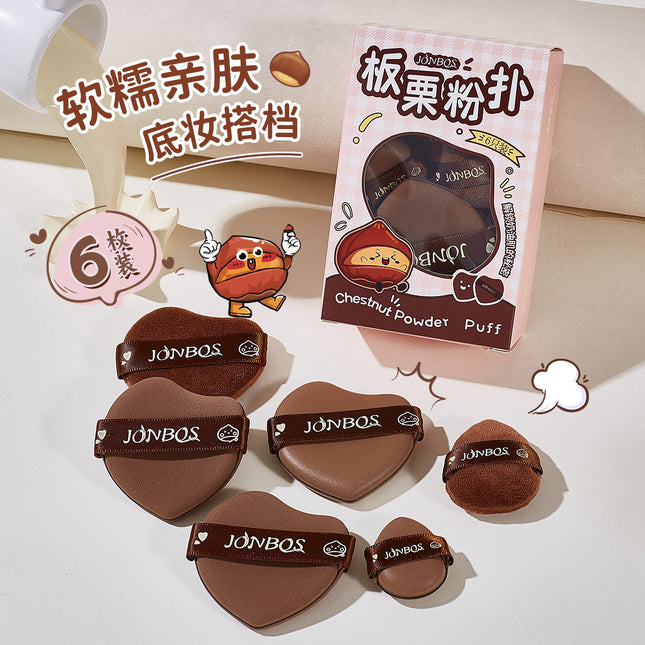 JONBOS Chestnut Air Cushion Powder Puff suit Leather Thumb Becaks in Water Dry and Wet Dual Use No Powder Cosmetic Sponge