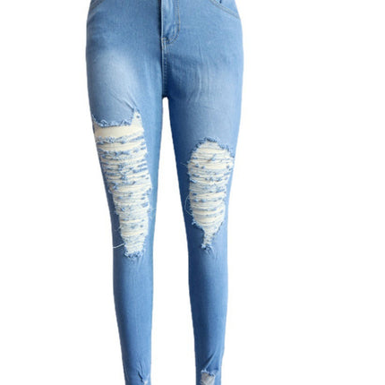 Spot European and American wish AliExpress Amazon ebay ripped denim leggings women's trousers factory outlet