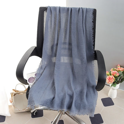New Spring and Summer Fashion Cotton and Linen Solid Color Headscarf Beach Towel Sun Protection Large Size Silk Scarf Shawl for Women