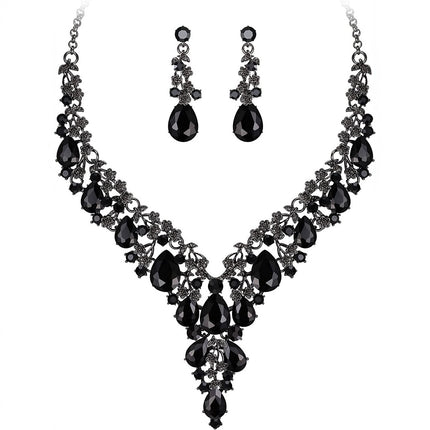 Factory Direct Sales of Cross-Border Popular Water Drop Necklace and Earrings Jewelry Sets, Wedding Dresses, Evening Wear, New Jewelry Accessories
