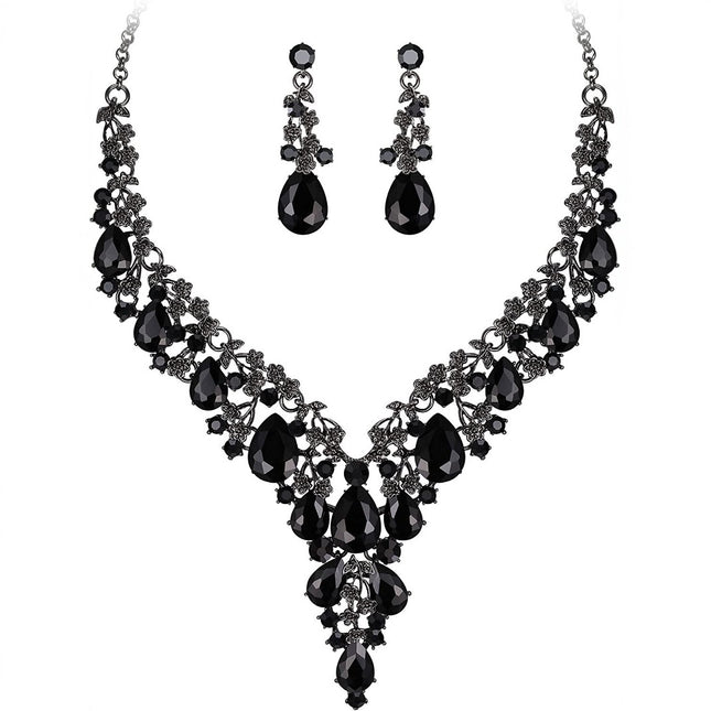 Factory Direct Sales of Cross-Border Popular Water Drop Necklace and Earrings Jewelry Sets, Wedding Dresses, Evening Wear, New Jewelry Accessories