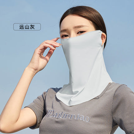Summer New Breathable Ice Silk Sunscreen Mask Cycling Sunshade Anti-Uv Face Kini Neck Integrated Sunscreen Mask