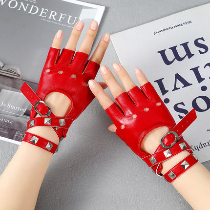 Stage Performance Gloves Female Half Finger Rivet Gothic Style Dark Cool Second Dimension Nightclub Punk Mu Si Cheng cos