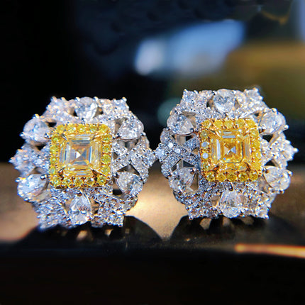 Amazon Hot Sale New Korean-style Yellow Zircon Earrings Light Luxury All-match Niche Ins Style Advanced Design e6528