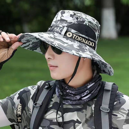 Outdoor Hiking Hat Men's New Summer Breathable Mesh Sun Protection Hat Outdoor Sunshade Camouflage Foldable Fisherman Hat