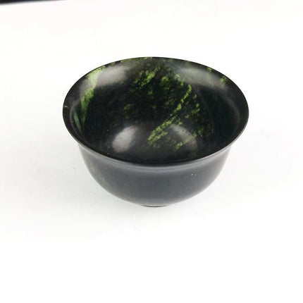 Natural Medicinal King Graphite Jade Tea Cup Qilian Jade Olive Green Dark Green Jade Meteorite with Magnetic Tea Set Wine Glass Wholesale