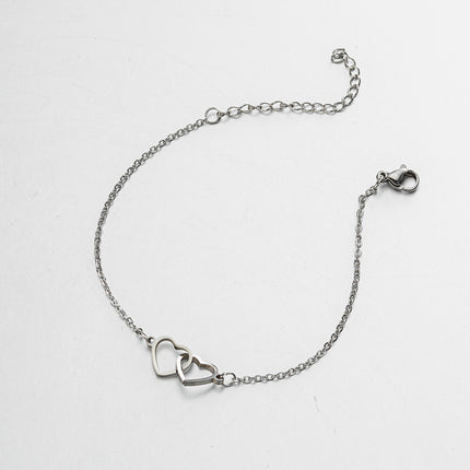 Simple Mini Love Bracelet Women's Fashionable All-match Ins Korean Style Stainless Steel Niche Design Peach Heart Bracelet