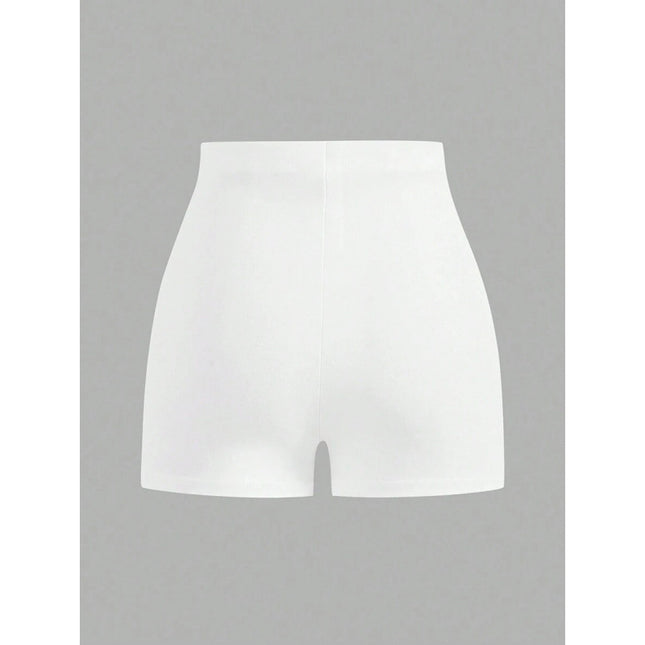 Cross-Border Export New Dropshipping Aliexpress Bottoms High-Waisted Slim Solid Color Shorts