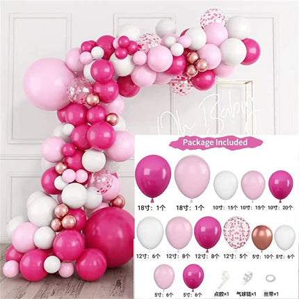Cross-Border Amazon Balloon Chain Set Pink Opening Balloon Arch Garland Birthday Wedding Party Decoration