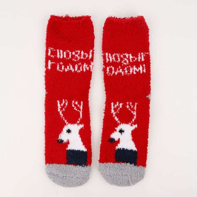 Autumn and winter new Christmas socks coral velvet socks cartoon elk half velvet socks sleep floor socks cross-border wholesale