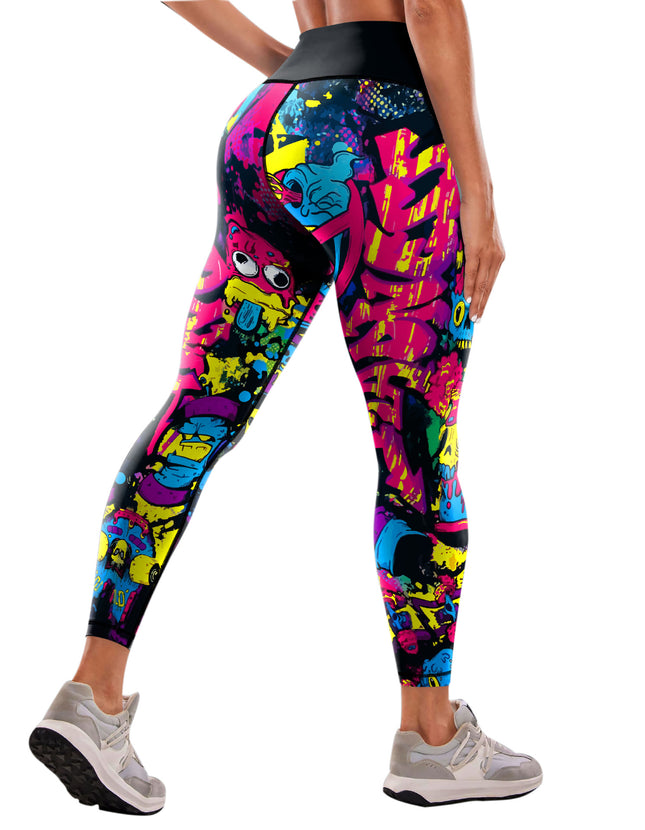 Seamless High-Waisted Nude-Feel Women's Yoga Pants Printed Leggings Outdoor Sports Running Fitness Pants Butt-Lifting High Elasticity