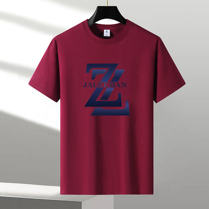 New Heavy Men's Fashion Pure T-Shirt Cotton Letter All-match Breathable Short Sleeve Round Neck Fashion Loose Printed Half Sleeve