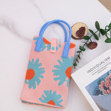 High Elastic Knitted Satchel Fashion Shoulder Bag 2024 Satchel Simple Versatile Student Casual Bag Large Capacity Mobile Phone Bag