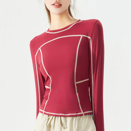 2026 Autumn New Trendy Brand Same Style Stitched Sports Long Sleeve Women's Slim Fit Inner Layer Trendy T-Shirt Lulu Yoga Wear