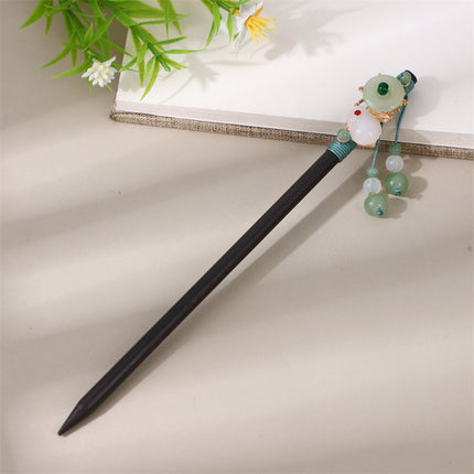 Antique Hairpin Tassel Step Wooden Hairpin Imitation Ebony Headwear Disc Hair Han Clothes Accessories Hair-pulled Ancient Clothes Hair Women