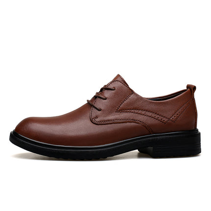 Spring and Autumn British Casual Business Dress Leather Shoes Men's Shoes Inner Height Increasing Single-layer Shoes Thick Sole Height Increasing Shoes Casual Dress Shoes