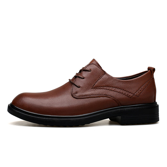 Spring and Autumn British Casual Business Dress Leather Shoes Men's Shoes Inner Height Increasing Single-layer Shoes Thick Sole Height Increasing Shoes Casual Dress Shoes