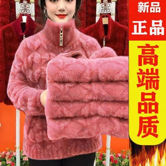 Autumn and Winter new coat for middle-aged and elderly women winter clothes faux mink velvet jacket cold-proof warm coat