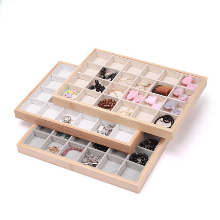 Bamboo Edge 24-grid Jewelry Disc Earrings Headline Necklace Sorting Finishing Box Beaded Flower Jewelry Display Rack Looking at Pallets