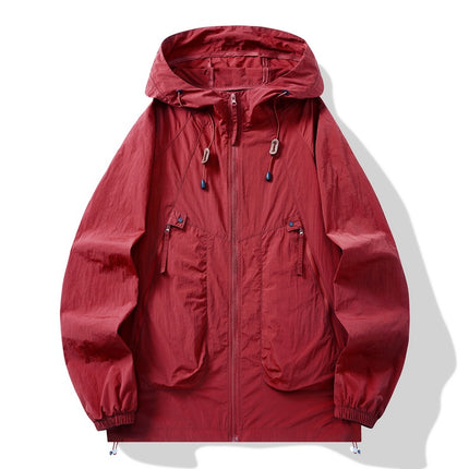 New Sunscreen Clothing Men's and Women's Couple Hooded Sunscreen Clothing Trendy Thin Outdoor Sports Waterproof Tooling Sunscreen Jacket