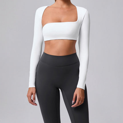 2025 Brushed Shawl Long-Sleeved Yoga Wear for Women Outdoor Running Sports Vest T-Shirt Fitness Quick-Drying Top