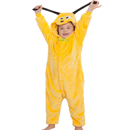 Autumn and Winter Flannel Children's Parent-Child Cartoon One-Piece Pajamas, Tigger Thickened Fabric Toilet Version