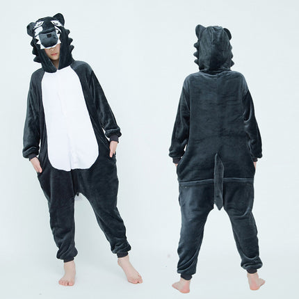 Autumn and Winter Flannel Dragon Training Cartoon Cheshire Cat Dinosaur Siaman Pajamas for Men and Women Tianma Home Clothes Clown Husky