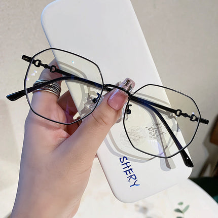 Photochromic Myopia Glasses for Women Can Be Equipped with Prescription Anti-Blue Light Eye Protection Plain Gold Wire Glasses Frame Korean Style Women's Glasses