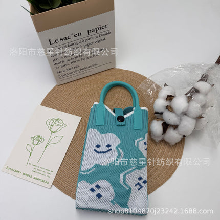 Girl's Heart-Shaped Knitted Crossbody Bag