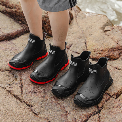 Cross-Border Rain Boots Men's New Short Rain Boots Outer Wear Trendy Casual Kitchen Non-Slip Fishing Shoes Rubber Shoes Waterproof and Wear-Resistant
