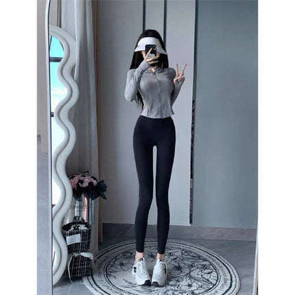 High-Waisted Butt-Lifting Yoga Pants, Tummy Control Sports Suit for Women, Quick-Dry Hooded Fitness Training Jacket, Anti-Static