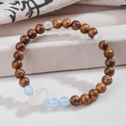 Popular Live-Stream Crystal Bracelets, Agarwood and Aquamarine Beaded Bracelets, Wooden Bead Bracelets for Leisure Play, Wholesale for Market Stalls