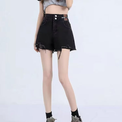 Pants A- line Pants Jeans Women's 2024 Summer New Hot Girl Design Sense Drawstring Hot Pants Super Shorts