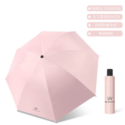 Full-automatic Umbrella Reinforced Windproof Folding Umbrella Black Rubber Sunny and Rain Dual-use Women's Sunscreen Sunshade Umbrella Sun Umbrella Advertising
